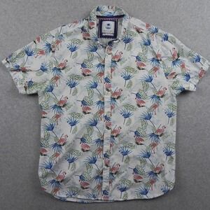Cactus Man Shirt Mens Large Hawaiian Flamingo Tropical Button Up Short Sleeve